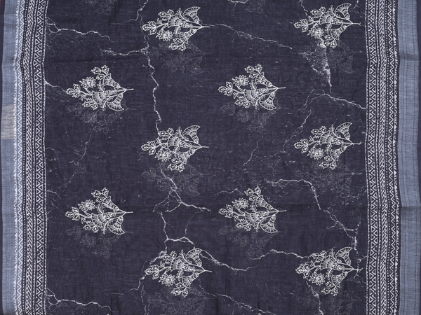 Printed Design Charcoal Grey Linen Salwar Material