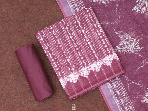 Printed Design Brown Linen Salwar Material
