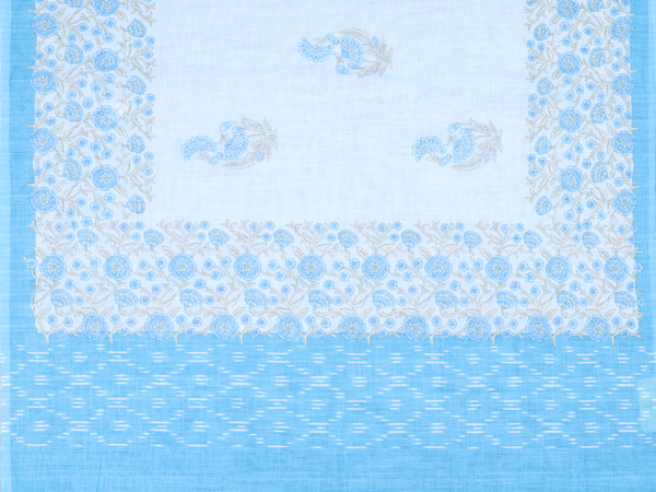 Floral Design Light Blue Linen Salwar Material