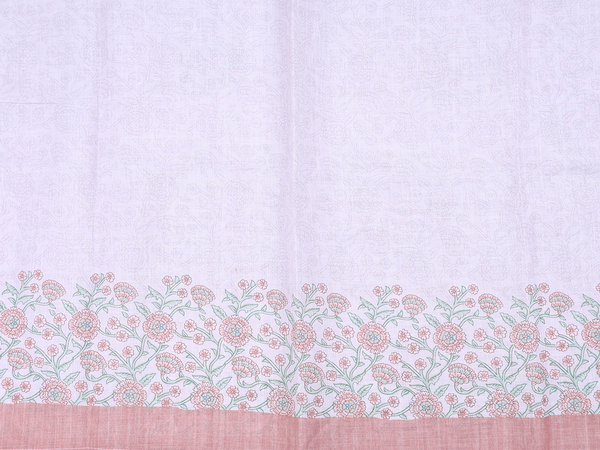 Floral Design White Linen Salwar Material