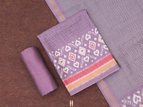 Printed Design Dusty Purple Semi Raw Silk Salwar Material