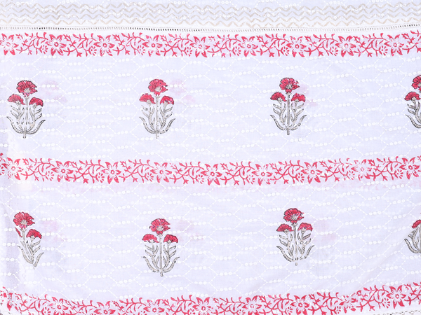 Floral Design Red Cotton Unstitched Salwar Material