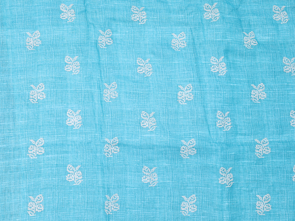 Threadwork Buttas Greenish Blue Linen Salwar Material
