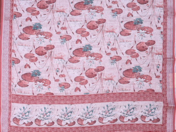 Floral Design Brown Linen Unstitched Salwar Material