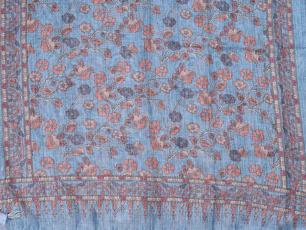 Threadwork Design Blue Chanderi Salwar Material