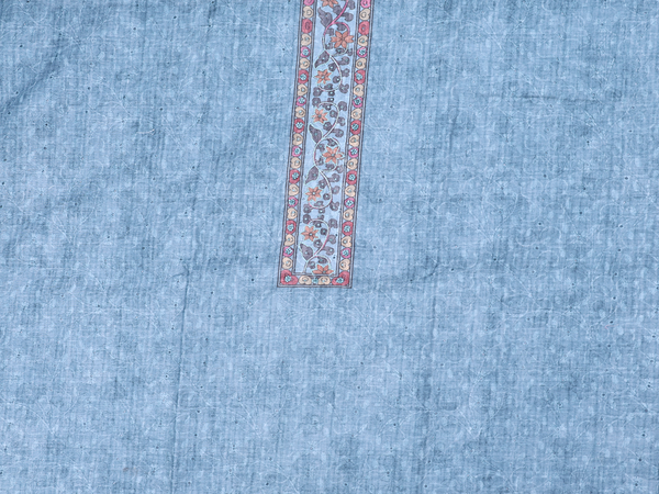 Threadwork Design Blue Chanderi Salwar Material