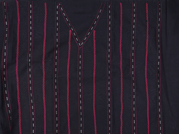Stripes Design Black Silk Cotton Salwar Material