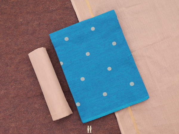 Threadwork Buttas Teal Blue Cotton Unstitched Salwar Material