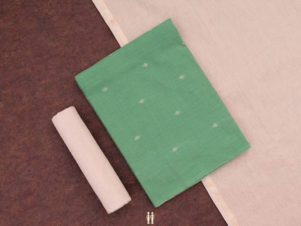 Threadwork Buttas Green Cotton Unstitched Salwar Material