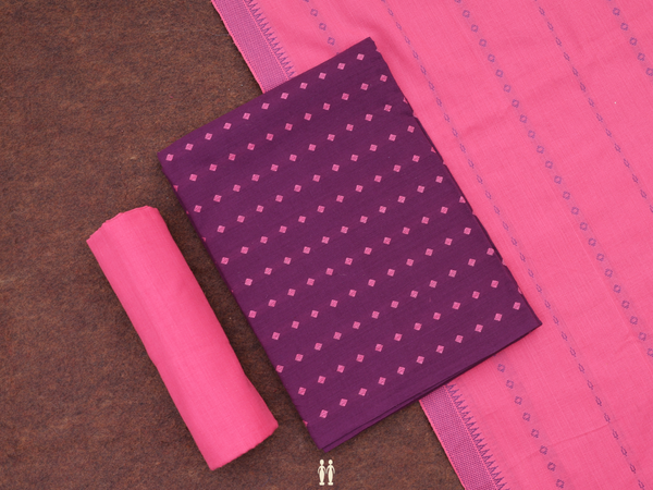 Diamond Buttas Grape Purple Cotton Salwar Material