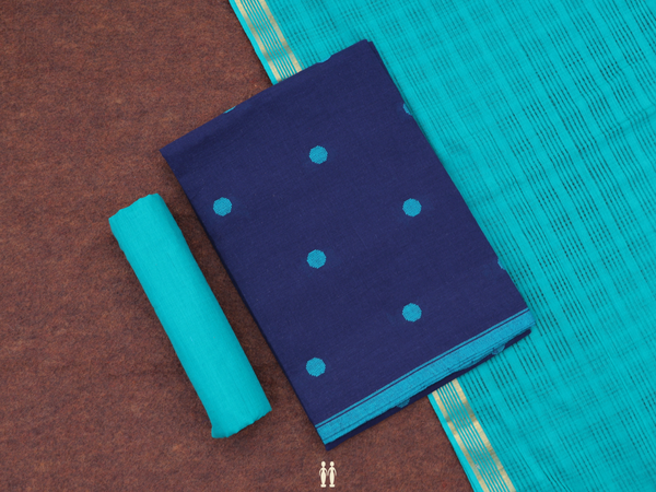 Threadwork Buttas Navy Blue Cotton Salwar Material