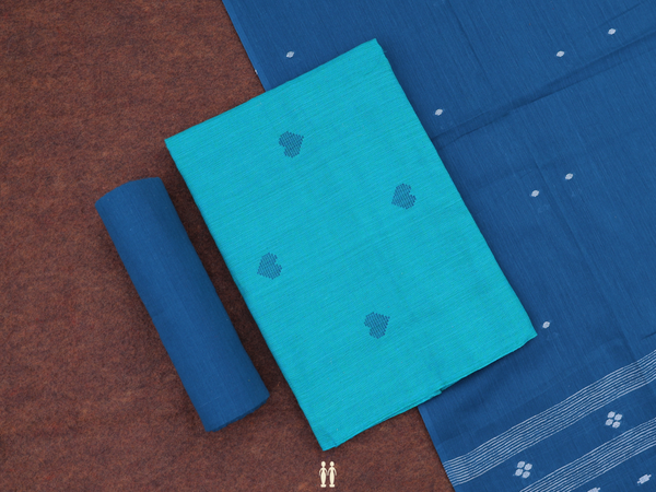 Threadwork Buttas Teal Blue Cotton Unstitched Salwar Material