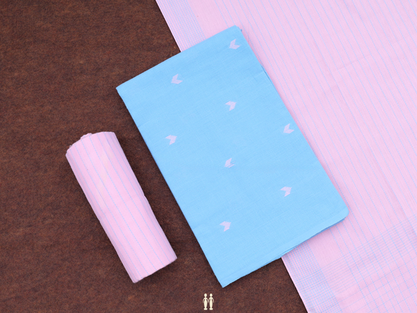 Threadwork Buttas Sky Blue Cotton Salwar Material