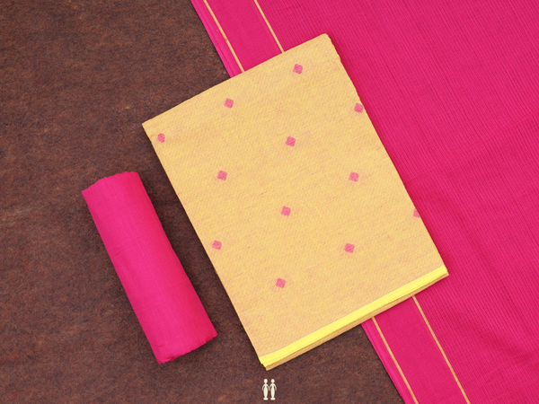 Threadwork Buttas Yellow Cotton Salwar Material