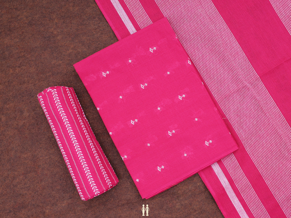 Threadwork Buttas Pink Cotton Unstitched Salwar Material