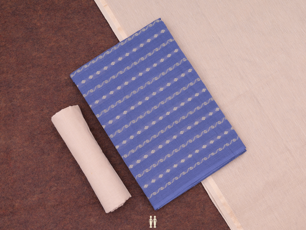Stripes Design Blue Cotton Salwar Material