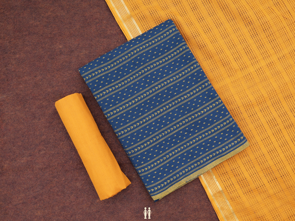 Threadwork Design Prussian Blue Cotton Salwar Material