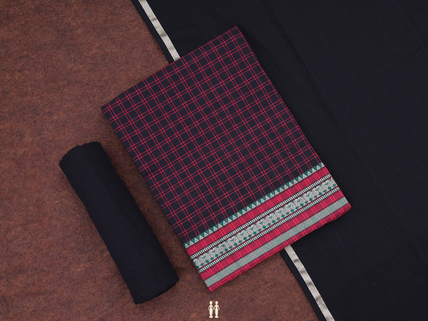 Checks Design Black Cotton Salwar Material