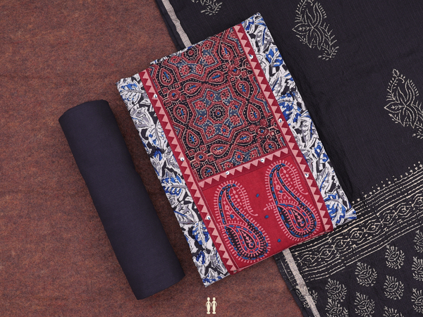 Allover Design Black Kalamkari Cotton Salwar Material