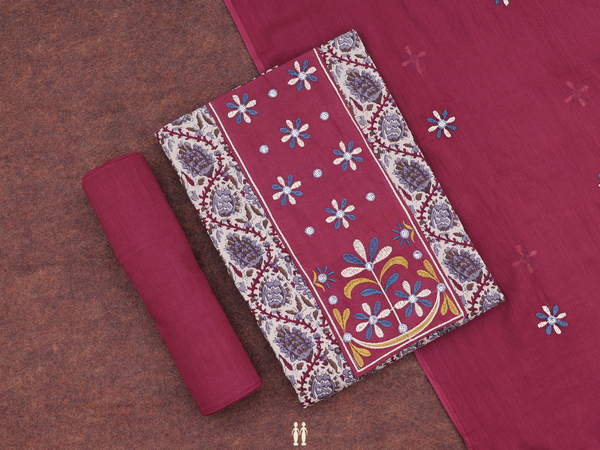 Floral Design Cream Color Cotton Salwar Material