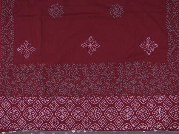 Floral Design Oxford Brown Cotton Salwar Material