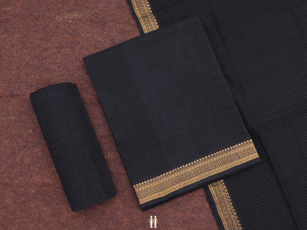 Zari Border Black Mangalagiri Cotton Unstitched Salwar Material