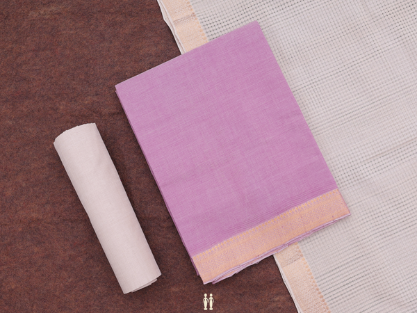 Zari Border Lavender Cotton Unstitched Salwar Material
