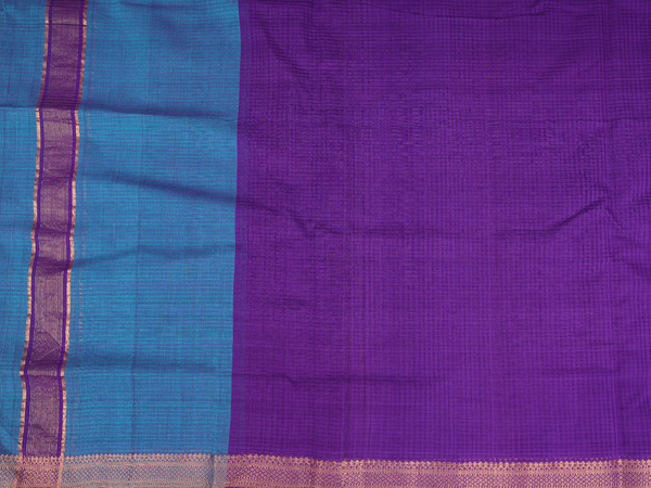 Zari Border Blue Mangalagiri Unstitched Salwar Material