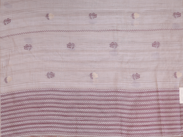 Floral Design Cream Color Raw Silk Salwar Material
