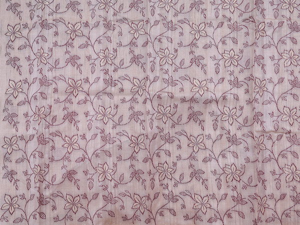Floral Design Cream Color Raw Silk Salwar Material