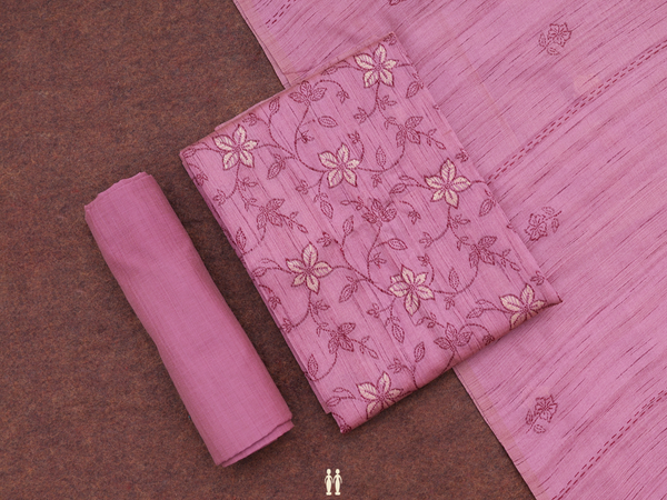 Floral Design Blush Mulberry Raw Silk Salwar Material