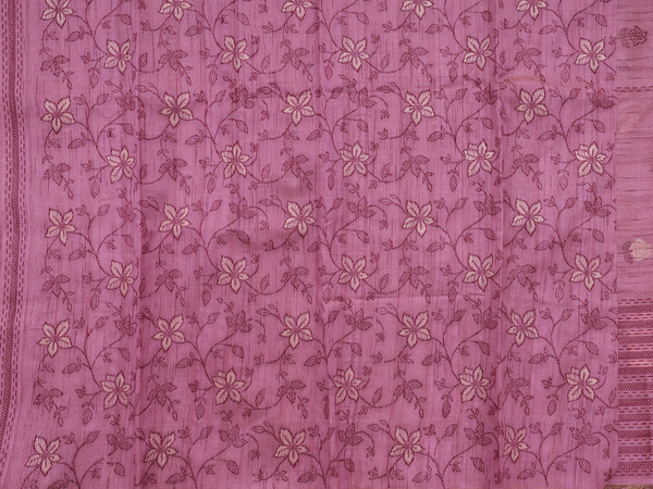 Floral Design Blush Mulberry Raw Silk Salwar Material