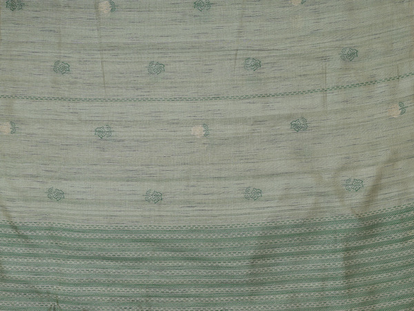 Floral Design Green Tussar Unstitched Salwar Material
