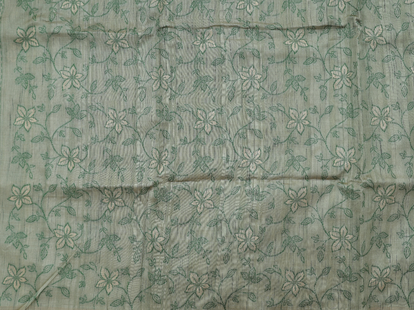 Floral Design Green Tussar Unstitched Salwar Material