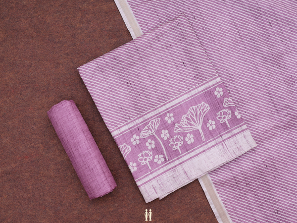 Diagonal Design Purple Tussar Unstitched Salwar Material