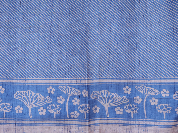 Diagonal Design Blue Tussar Unstitched Salwar Material