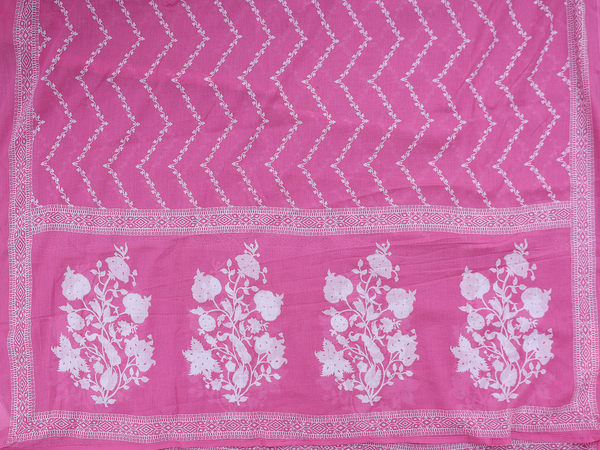 Floral Design Pink Cotton Unstitched Salwar Material