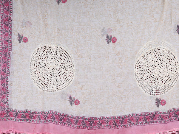Floral Design Off White Cotton Unstitched Salwar Material