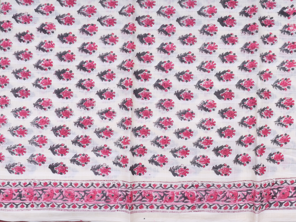 Floral Design Off White Cotton Unstitched Salwar Material