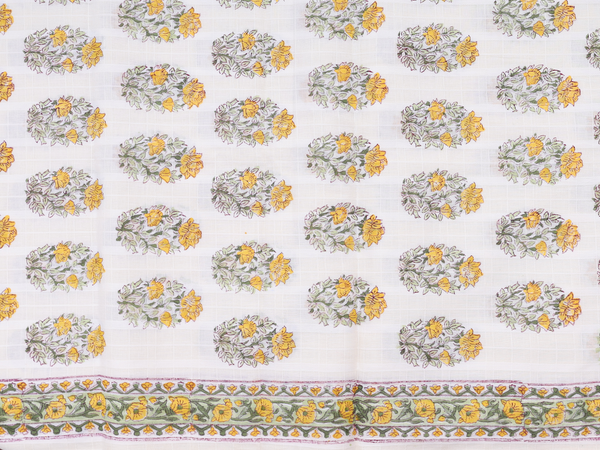 Floral Design Off White Cotton Unstitched Salwar Material