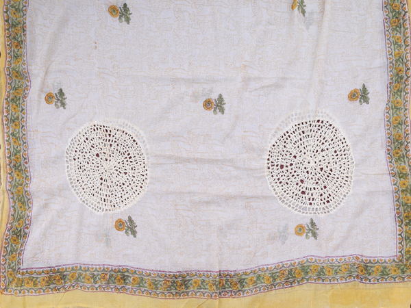 Floral Design White Cotton Unstitched Salwar Material