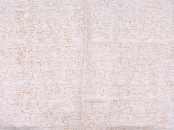 Floral Design White Cotton Unstitched Salwar Material
