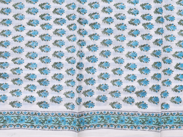 Floral Design White Cotton Unstitched Salwar Material