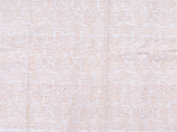 Floral Design White Cotton Unstitched Salwar Material