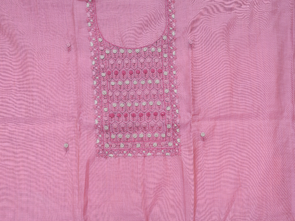 Threadwork Design Pink Cotton Unstitched Salwar Material