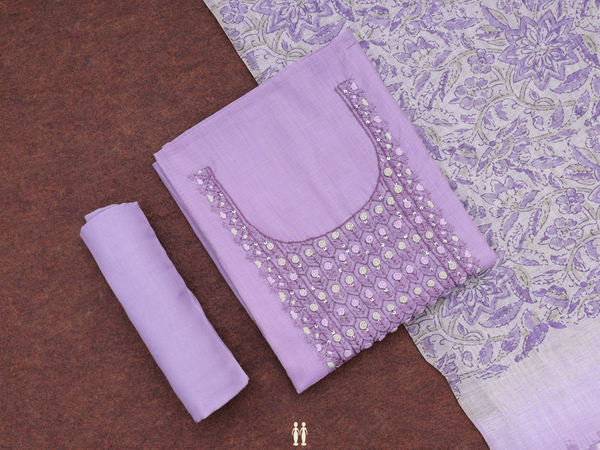 Threadwork Design Dusty Purple Cotton Salwar Material