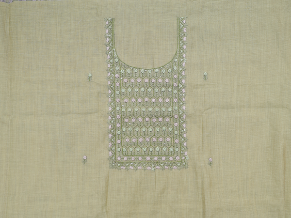 Threadwork Design Green Cotton Unstitched Salwar Material