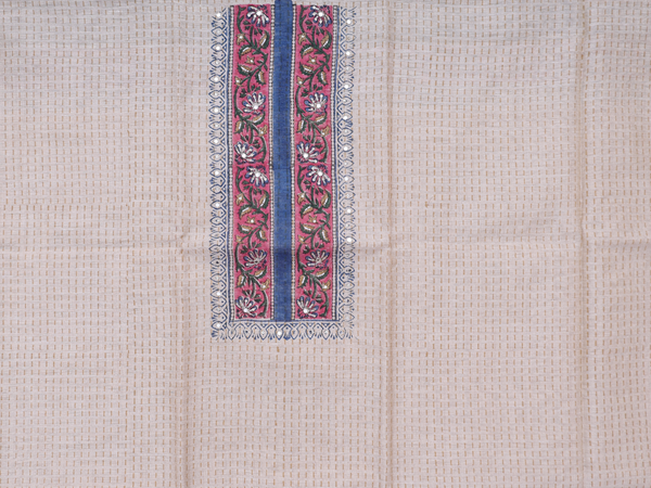 Stripes Design Cream Color Cotton Unstitched Salwar Material