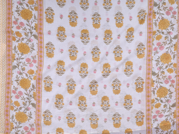 Floral Design Yellow Cotton Unstitched Salwar Material