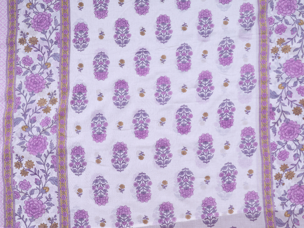 Floral Design Purple Cotton Unstitched Salwar Material